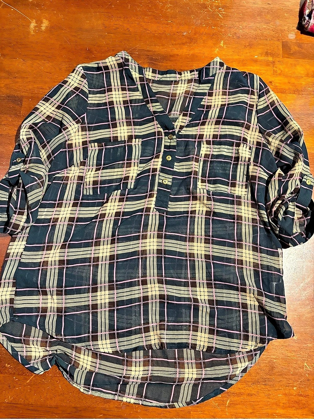 Plaid Tunic in Black & Pink Large